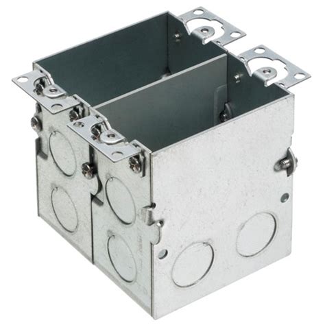 Steel Two Gang Floor Outlet Box with Installed Low Voltage Divider